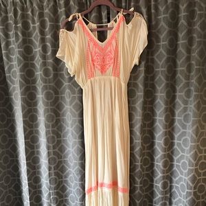 Cream, off the shoulder maxi dress Flying Tomato